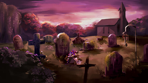 Graveyard at Sunset by Kalidels